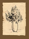 Freehand drawing bouquet on old paper Royalty Free Stock Photo