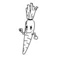 Freehand drawing cartoon character carrot.