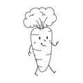 Freehand drawing cartoon character carrot.