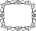 Freehand drawing of decorative floral frame from vine branches Royalty Free Stock Photo