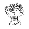 Freehand drawing illustration Rose bouquet. Royalty Free Stock Photo