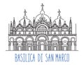 Saint Mark`s Basilica Basilica di San Marco in Venice, Italy, sketch.