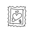 Freehand drawing love stamp illustration.