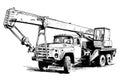 Freehand drawing of mobile construction crane on heavy lorry Royalty Free Stock Photo