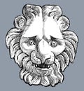 Freehand drawing of old architectural detail in form lion head