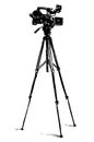 Sketch of professional videocamera on tripod