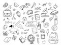 Freehand drawing school items . Back to School. Royalty Free Stock Photo