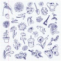 Freehand drawing spring items. Set