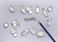 Freehand drawing vegetables,vector illustration. Royalty Free Stock Photo
