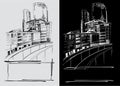 Freehand drawings of city