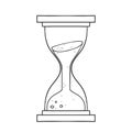 Freehand drawn black and white cartoon sand timer hourglass