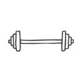 Freehand drawn cartoon barbell. Vector doodle rod.