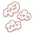 Freehand drawn cartoon decorative smoke puff elements. Sleep comic bubble zzz. Sleeping bubble icon hand drawn vector art.