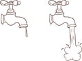 Freehand drawn cartoon running faucet Royalty Free Stock Photo