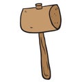 Freehand drawn cartoon wooden mallet