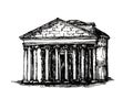 freehand illustration of the Pantheon of Rome. Sketch isolated on white background