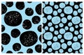 Freehand Irregular Big Dots on a Blue and Black Background. Royalty Free Stock Photo