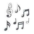 Freehand simple drawn Musical notes, vector illustration sketch