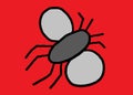 A freehand sketch of a fly without any in shades of grey against a red backdrop Royalty Free Stock Photo