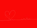 freehand sketch line wave shape heart  white color design elements isolated on red background  symbol love Valentine Day  textile Royalty Free Stock Photo
