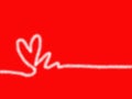 freehand sketch line wave shape heart  white color design elements isolated on red background  symbol love Valentine Day  textile Royalty Free Stock Photo