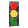 Freehand watercolor drawing on white background, traffic regulation - traffic light Royalty Free Stock Photo