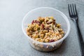 Freekeh Grain Tabule with Barberries and Peanut and Corn / Tabula in Plastic Box. Royalty Free Stock Photo