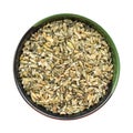 Freekeh wheat grains seeds in round bowl isolated