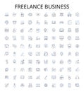 Freelance business outline icons collection. Freelancing, Business, Entrepreneur, Self-Employed, Remote, Consultant