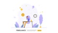 Freelance concept. freelancer teleworking or work at home. people character working with laptop. flat template for web landing Royalty Free Stock Photo