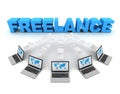 Freelance 3d concept illustration Royalty Free Stock Photo