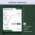 Freelance designer green A4 invoice print template editable text