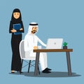 Freelance developer ,Arabian or designer working at home,vector