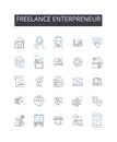 Freelance enterpreneur line icons collection. Conservatism, Liberalism, Socialism, Capitalism, Anarchism, Fascism Royalty Free Stock Photo