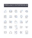 Freelance enterpreneur line icons collection. Solo-preneur, Independent contractor, Self-employed, Freelance worker