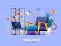 Freelance flat concept with gradients