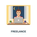 Freelance flat icon. Colored filled simple Freelance icon for templates, web design and infographics
