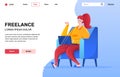 Freelance flat landing page composition.