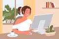 Freelance girl working at home with inspiration, artist designer student or freelancer