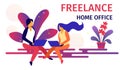 Freelance Home Office Workplace Horizontal Banner.