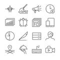 Freelance jobs line icon set 2. Included the icons as advertise, content, part-time, mobile, support and more.