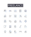 Freelance line icons collection. Career, Job, Resume, Interview, Nerking, Success, Achievement vector and linear