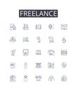 Freelance line icons collection. Independent contractor, Consultant, Self-employed, Soloist, Entrepreneur, Solopreneur