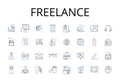 Freelance line icons collection. Independent contractor, Consultant, Self-employed, Soloist, Entrepreneur, Solopreneur