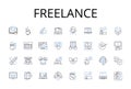 Freelance line icons collection. Independent contractor, Consultant, Self-employed, Soloist, Entrepreneur, Solopreneur