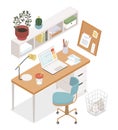 Freelance office - modern vector colorful isometric illustration