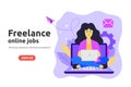 Freelance online job design concept. Freelancer develops business application online.