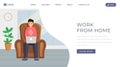 Freelance outsource job landing page template. Working from home, remote, distance job vacancy website homepage color