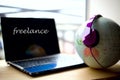 Freelance part time job concept. Freelance text on PC screen Royalty Free Stock Photo