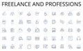 Freelance and professions line icons collection. Mastery, Proficiency, Expertness, Adeptness, Skillfulness, Finesse Royalty Free Stock Photo